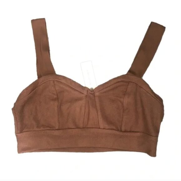 Anthropologie Dolan Two Piece Crop Top Shorts Set L NWOT Brown Shimmer Lounge - Picture 4 of 12